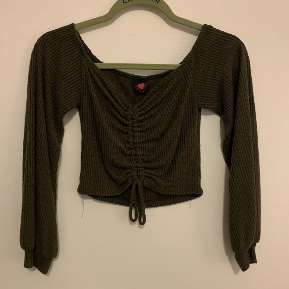 Tie up puffy crop top